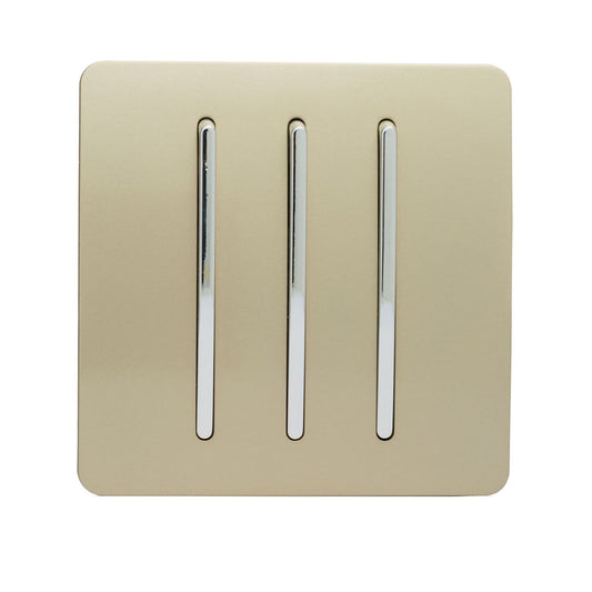 Trendi 3 Gang 2 Way Artistic Modern 10 Amp Rocker Light Switch Gold ART-SS6GO