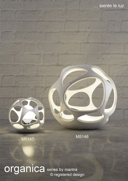 Mantra M5146 Organica Table Lamp 3 Light E27, Gloss White/Polished Chrome