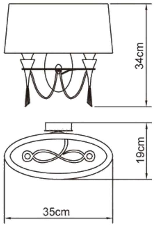Mantra Lucca Wall Light Switched 2 Light E27, Polished Chrome with White Shade & Clear Crystal
