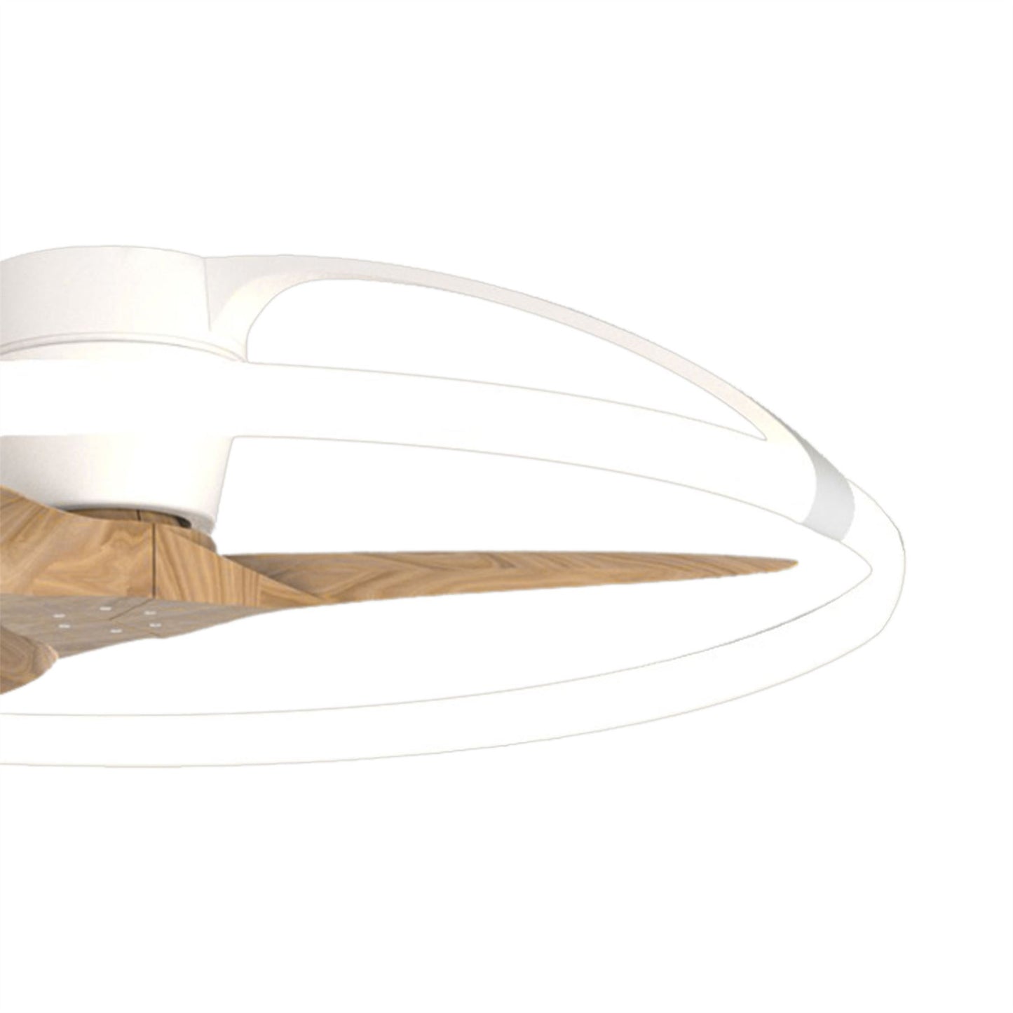 Nepal 105cm 75W LED Dimmable Ceiling Light With Built-In 35W DC Reversible Fan, White/Wood Finish c/w Remote, APP & Alexa/Google Voice Control, 7200lm