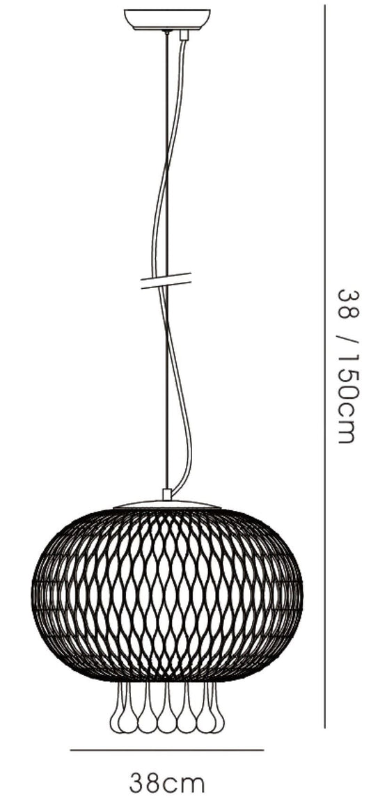 Diyas Chelsie 38cm Large 1 Light E27 Antique Brass/Clear Beaded Glass Ceiling Pendant Light Fitting