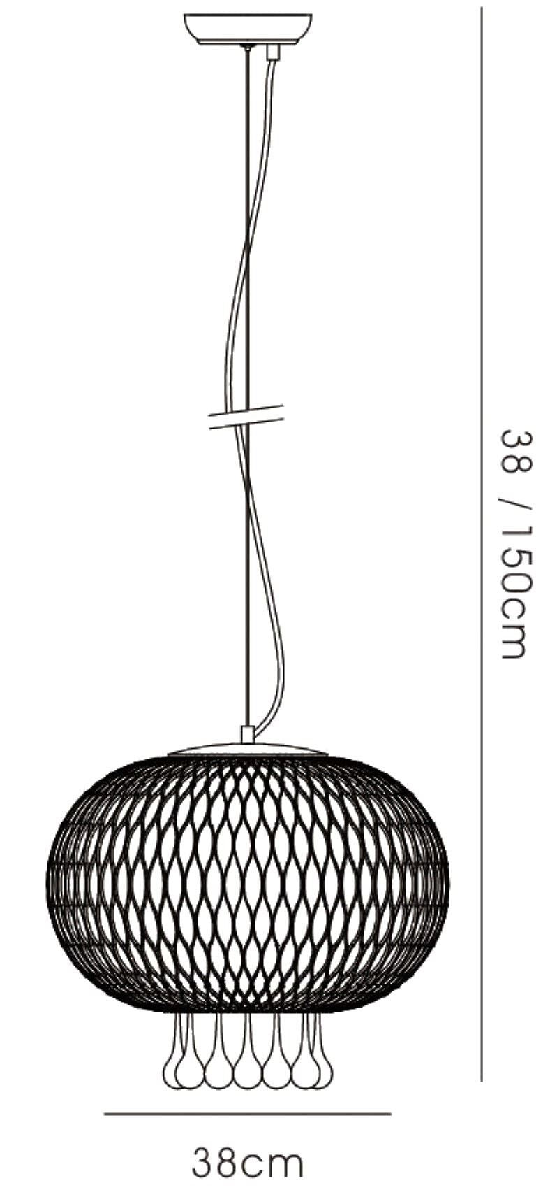Diyas Chelsie 38cm Large  1 Light E27 Antique Brass/Clear Beaded Glass Ceiling Pendant Light Fitting