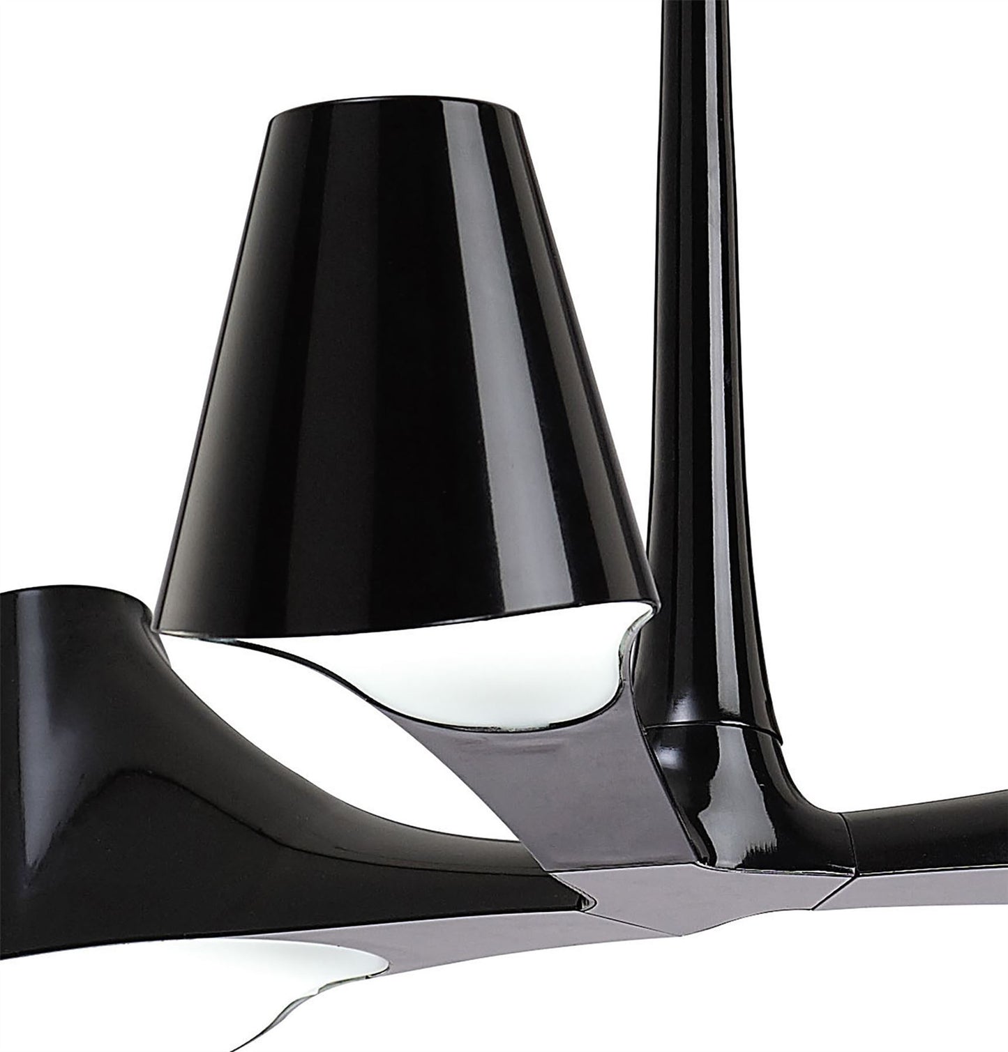 Mantra Ora 70cm Telescopic Convertible To Semi Flush 3 Light E27, Gloss Black/White Acrylic/Polished Chrome, CFL Lamps INCLUDED