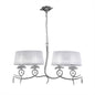 Mantra M5272 Louise Linear Pendant 2 Arm 4 Light E27 with White Oval Shades Polished Chrome/Clear Crystal