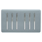 Trendi Artistic Modern Glossy 6 Gang 2 Way Rocker Double Plate Tactile Light Switch Cool Grey