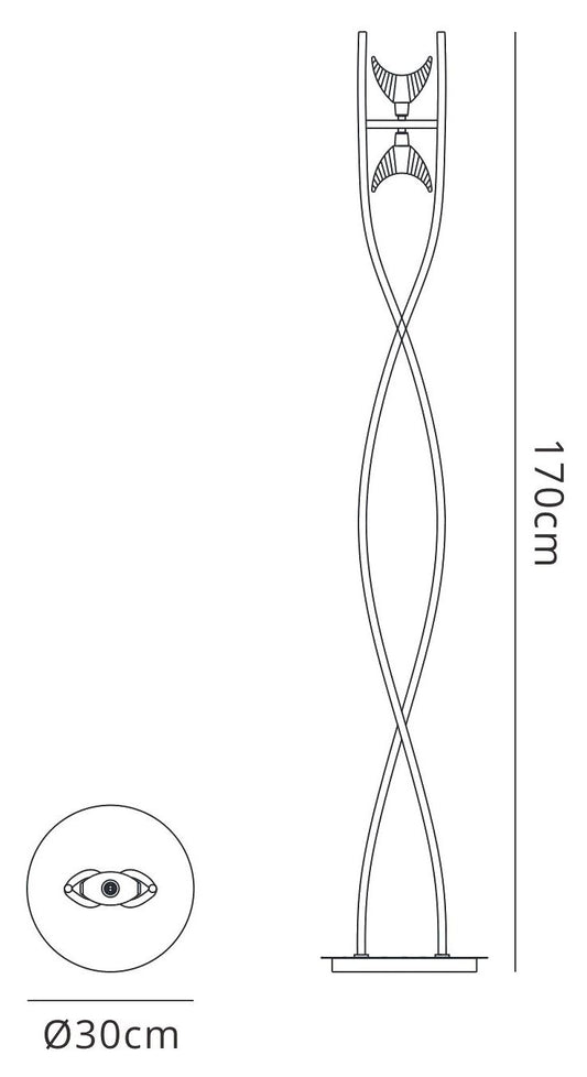 Mantra Eclipse Floor Lamp 2 Light G9, Black Chrome