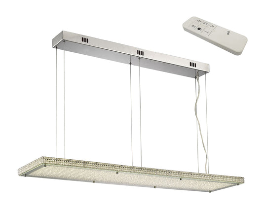 Diyas Amelia Linear  60W 5100lm LED C/W Remote 3000K-6000K Stainless Steel/Crystal Ceiling Pendant Light Fitting