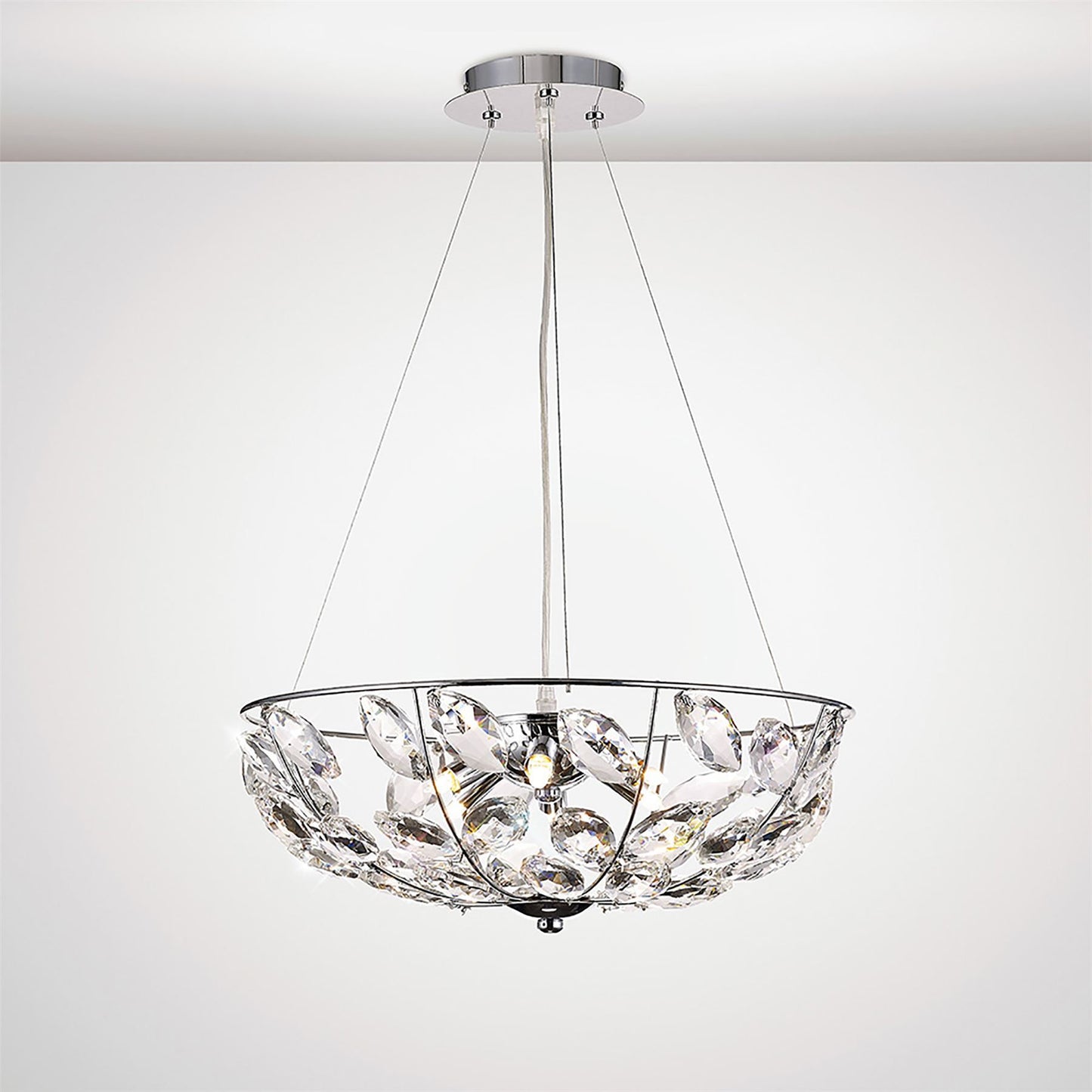 Diyas Galilea 45cm  6 Light G9 Polished Chrome/Crystal Ceiling Pendant Light Fitting
