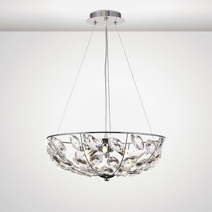 Diyas Galilea 45cm  6 Light G9 Polished Chrome/Crystal Ceiling Pendant Light Fitting