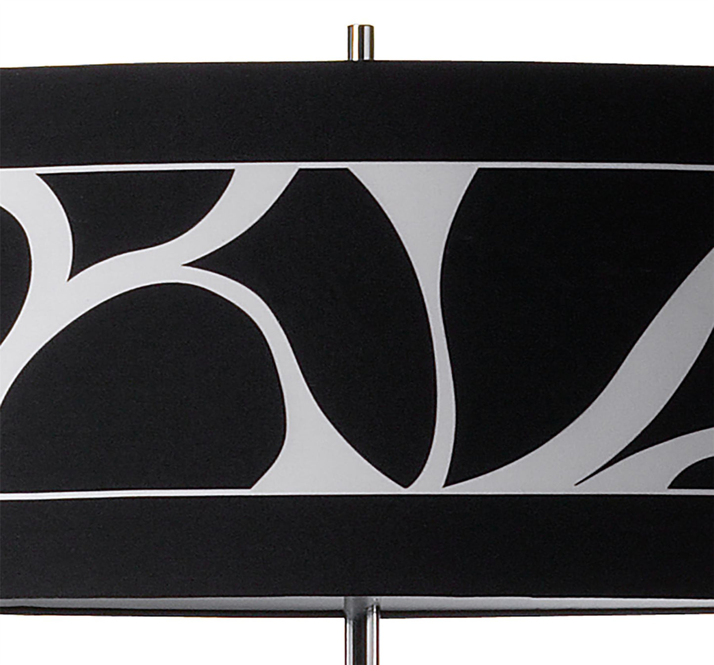 Mantra Manhattan Floor Lamp 3 Light L1/SGU10, Polished Chrome/Frosted Glass with Black Patterned Shade, CFL Lamps INCLUDED