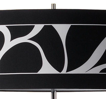 Mantra Manhattan Floor Lamp 3 Light L1/SGU10, Polished Chrome/Frosted Glass with Black Patterned Shade, CFL Lamps INCLUDED