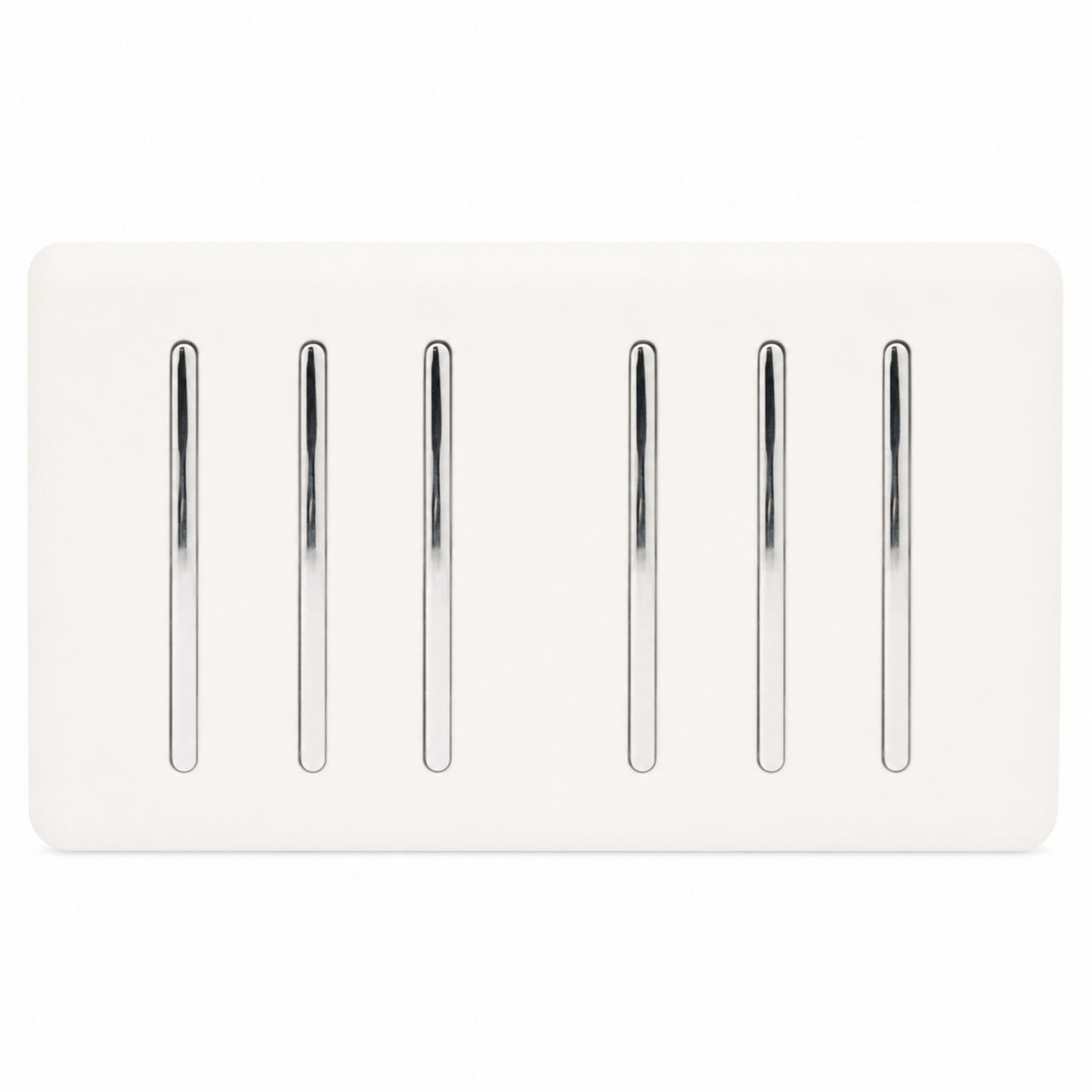 Trendi 6 Gang 2 Way Rocker Double Plate Tactile Light Switch Matt White - ART-SS66WH