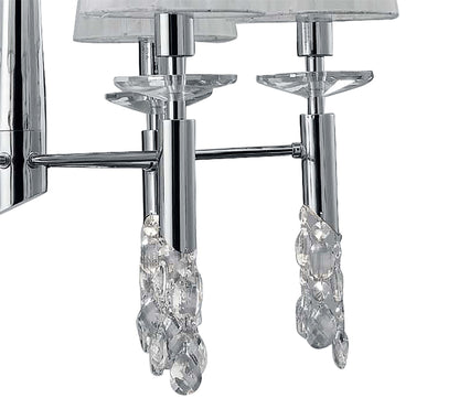Mantra M3851 Tiffany Pendant 6+6 Light E14+G9, Polished Chrome with White Shades & Clear Crystal