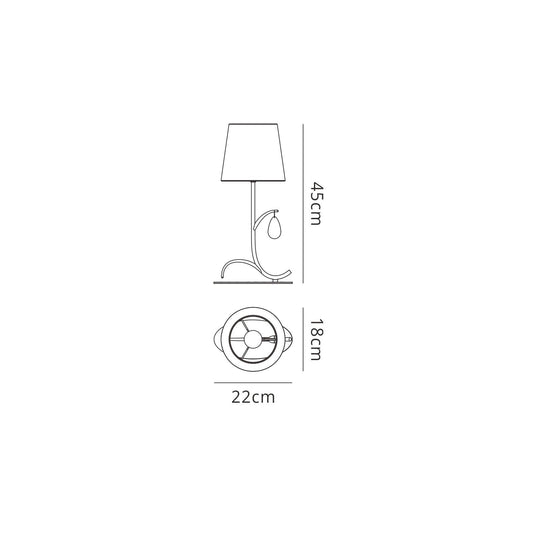 Mantra M6319 Andrea Table Lamp 45cm, 1 x E14 (Max 20W), Polished Chrome, White Shades, Black Crystal Droplets