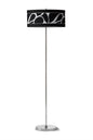 Mantra Manhattan Floor Lamp 3 Light L1/SGU10, Polished Chrome/Frosted Glass with Black Patterned Shade, CFL Lamps INCLUDED