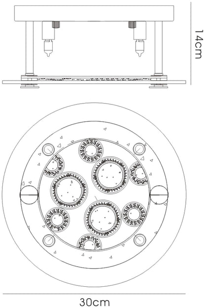 Diyas Destello 30cm Flush  Round with Circle Pattern 4 Light G9 Polished Chrome/Crystal Ceiling Light Fitting