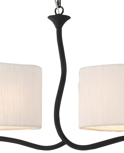 Mantra M1150 Eve Linear Pendant 2 Arm 4 Light E27, Anthracite with White Oval Shades