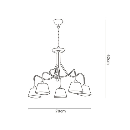 Mantra (0039 001) Tentacle 78cm Pendant 5 Light E14, Rustic Gold