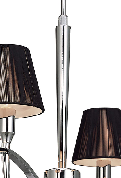 Mantra M0343 Siena Pendant Round 4 Light E14, Polished Chrome with Black Shades and Black Crystal