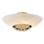 Diyas Amada 45cm Flush  6 Light G9, French Gold/Opal White Glass Ceiling Light Fitting