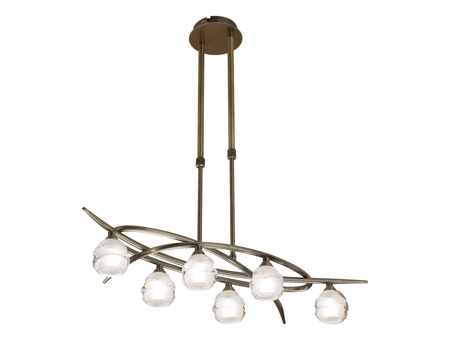 Mantra M1821 Loop Rectangular Telescopic Semi Flush Convertible 6 Light G9 ECO, Antique Brass