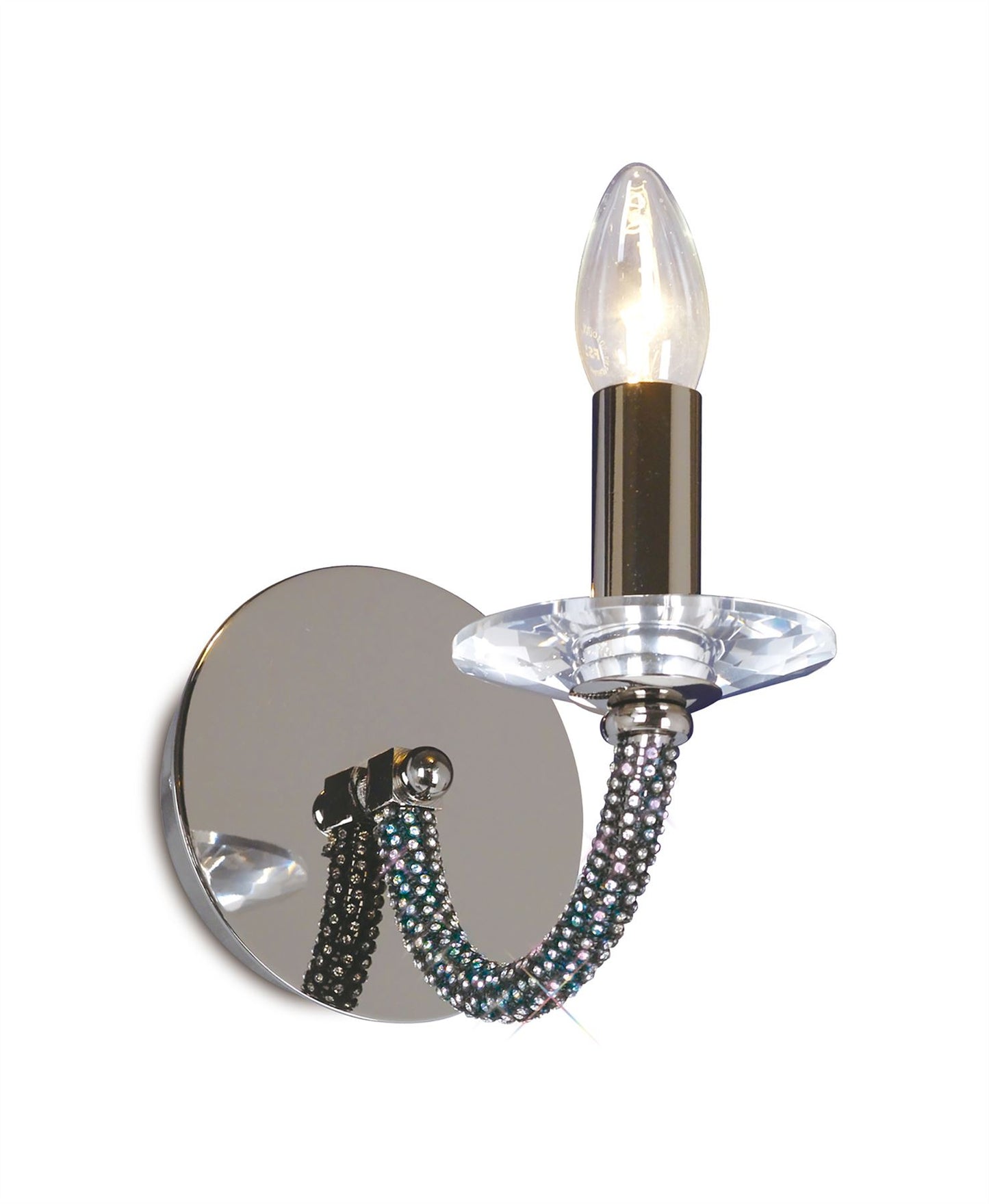 Diyas Elena Wall Light Switched 1 Light E14 Black Chrome/Crystal