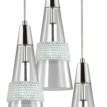 Diyas Emilia 43cm  3 Light E14 Round Polished Chrome/Crystal Ceiling Pendant Light Fitting