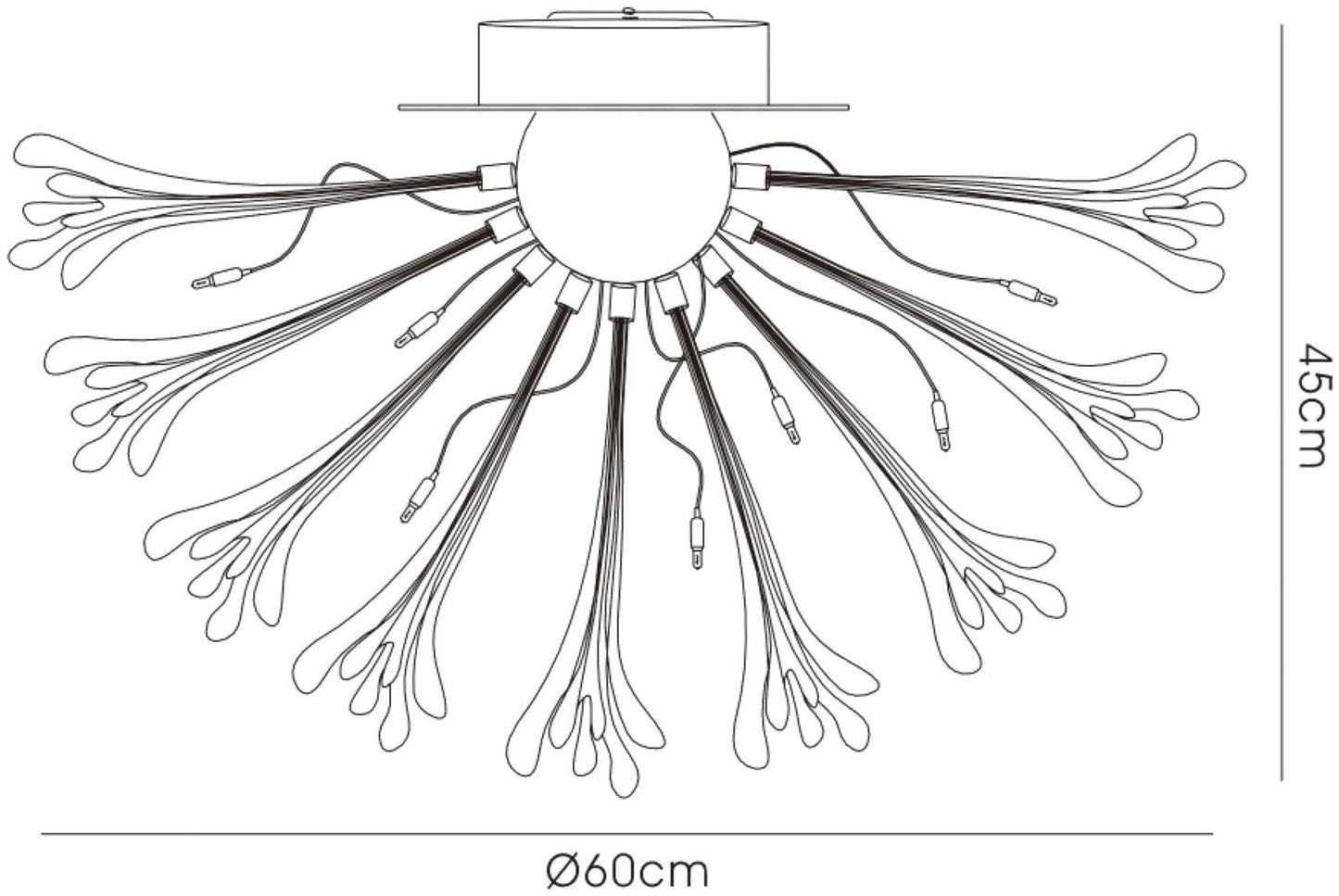 Diyas Love 60cm  Small 9 Light G4 Polished Chrome/White Glass, NOT LED/CFL Compatible Ceiling Light Fitting