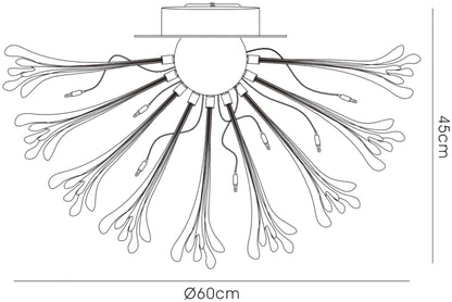 Diyas Love 60cm  Small 9 Light G4 Polished Chrome/White Glass, NOT LED/CFL Compatible Ceiling Light Fitting