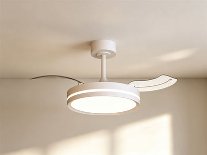 Villena S 42cm 30W LED Dimmable Ceiling Light With Built-In 24W DC Fan, 3000-5000K Remote Control, 4845lm, White, 5yrs Warranty