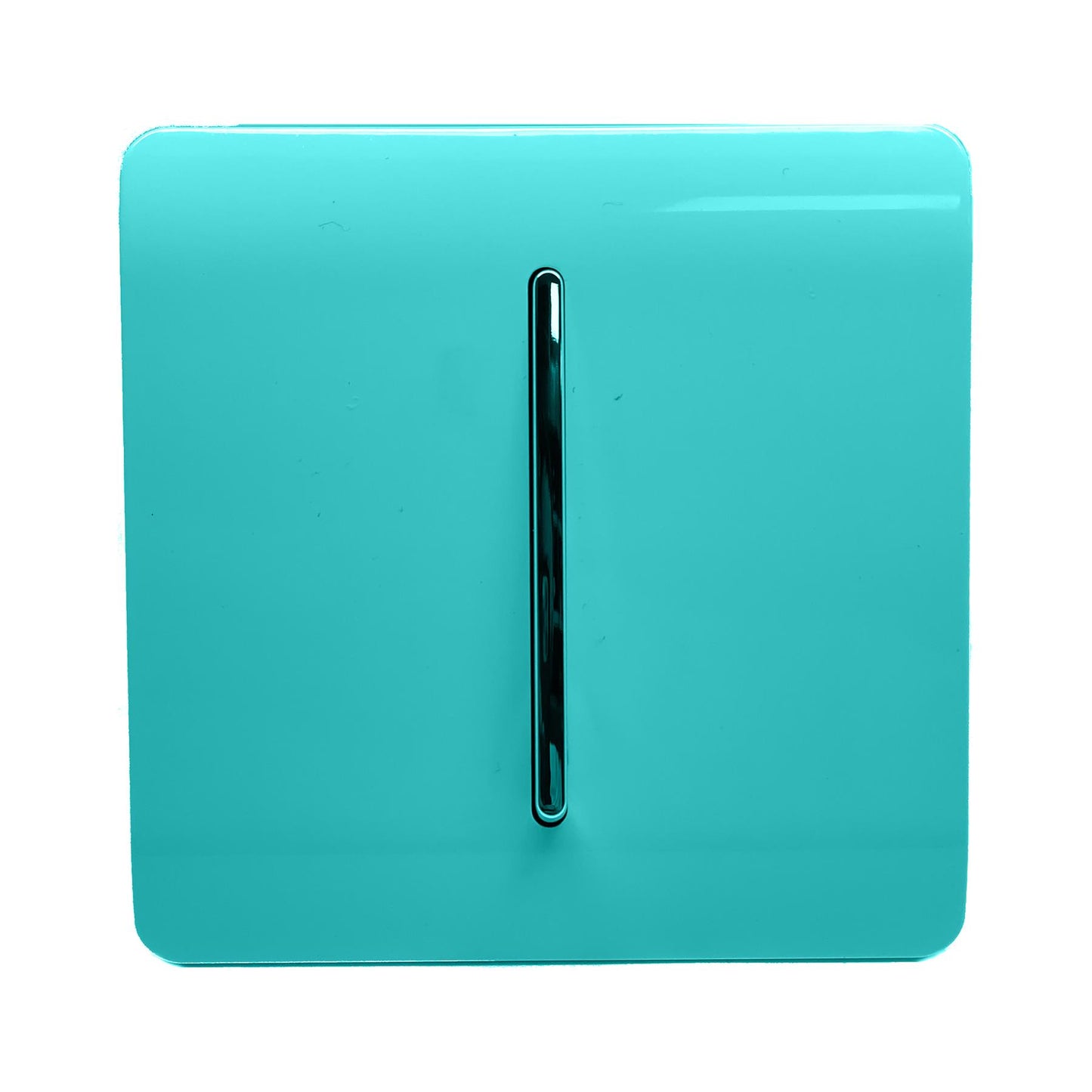 Trendi 1 Gang 2 Way 240V Screwless Artistic Modern Glossy 10 Amp Chrome Rocker Electrical Wall Light Switch in Bright Teal (5 pack)