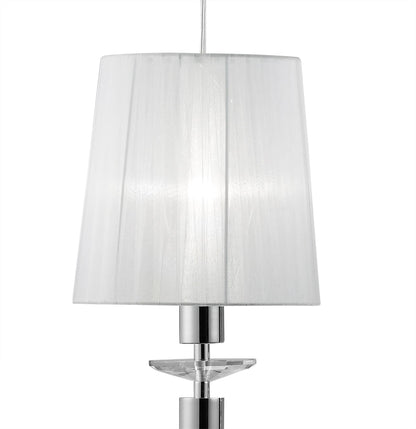 Mantra M3855 Tiffany Linear Pendant 3+3 Light E27+G9 Line, Polished Chrome with White Shades & Clear Crystal