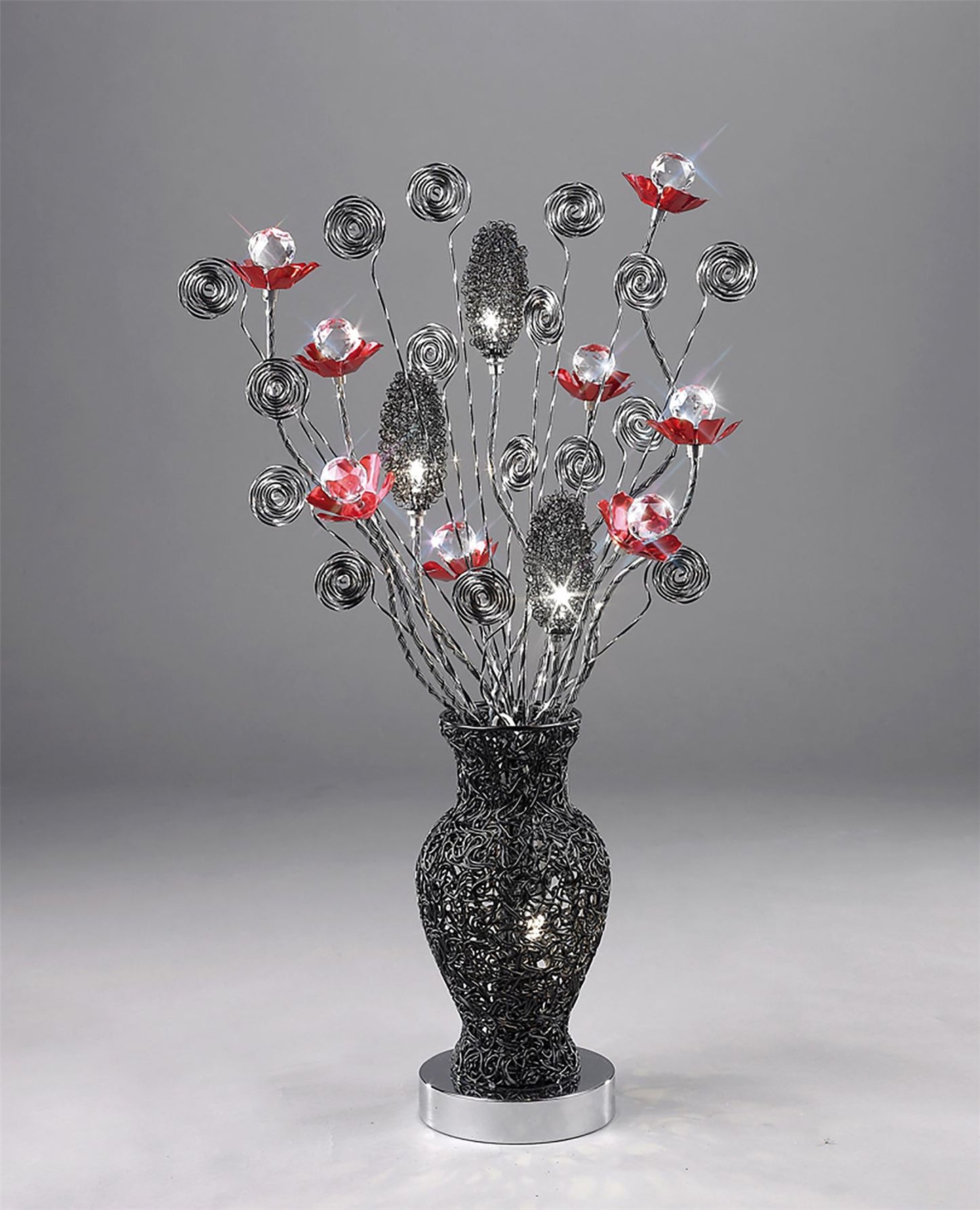Diyas Home Nevada Aluminium (DH) Nevada Crystal Table Lamp 4 Light G4 Black/Red, NOT LED/CFL Compatible