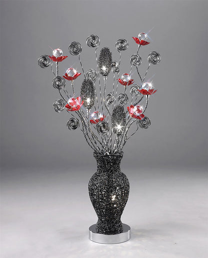Diyas Home Nevada Aluminium (DH) Nevada Crystal Table Lamp 4 Light G4 Black/Red, NOT LED/CFL Compatible