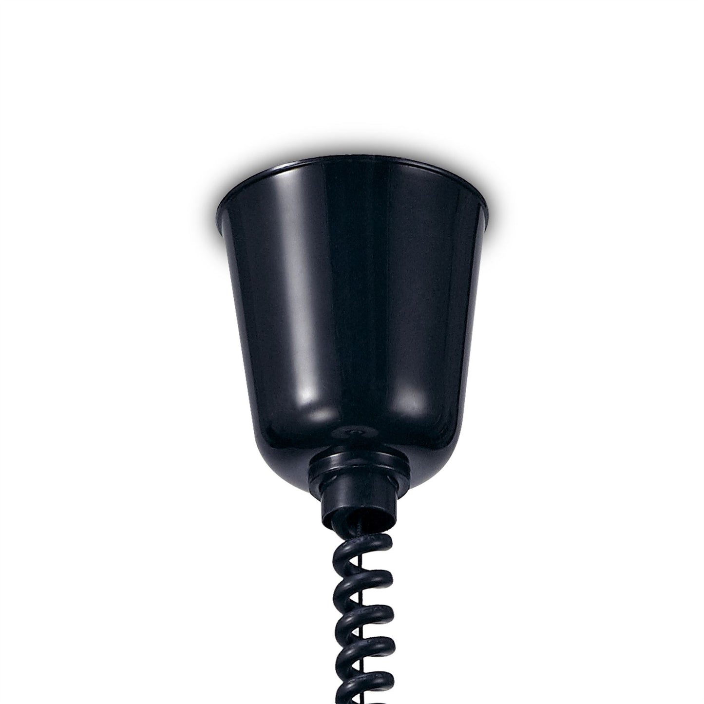 Deco Riva Rise & Fall Pendant 1 Light E27, Matt Black/Opal White Glass Shade