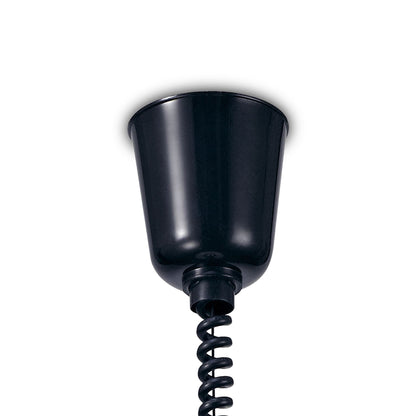 Deco Riva Rise & Fall Pendant 1 Light E27, Matt Black/Opal White Glass Shade