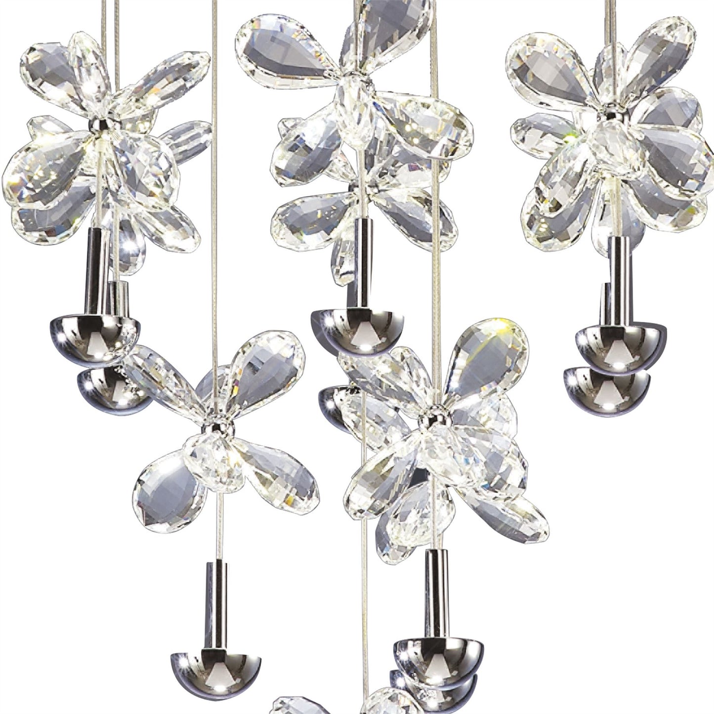 Diyas Aviva 40cm  Round 10 Light 4000K LED Polished Chrome/Crystal Ceiling Pendant Light Fitting