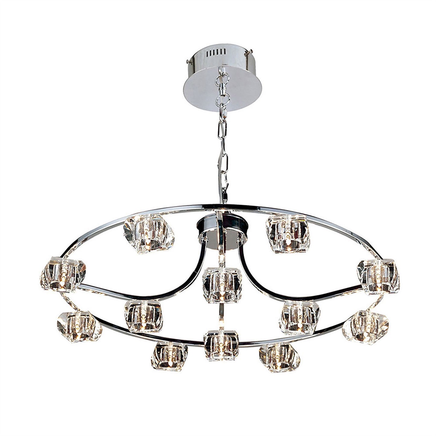 Diyas Polana 70cm  Round 12 Light G4 Polished Chrome, NOT LED/CFL Compatible Ceiling Pendant Light Fitting