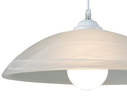 Deco Chester 1 Light E27 Pendant, Frosted Alabaster Glass with White Suspension Kit