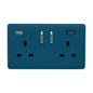 Trendi 2 Gang Artistic Modern Glossy 13 Amp 2 x Type A & C 3100 mA USB Switched Plug Socket Midnight Blue