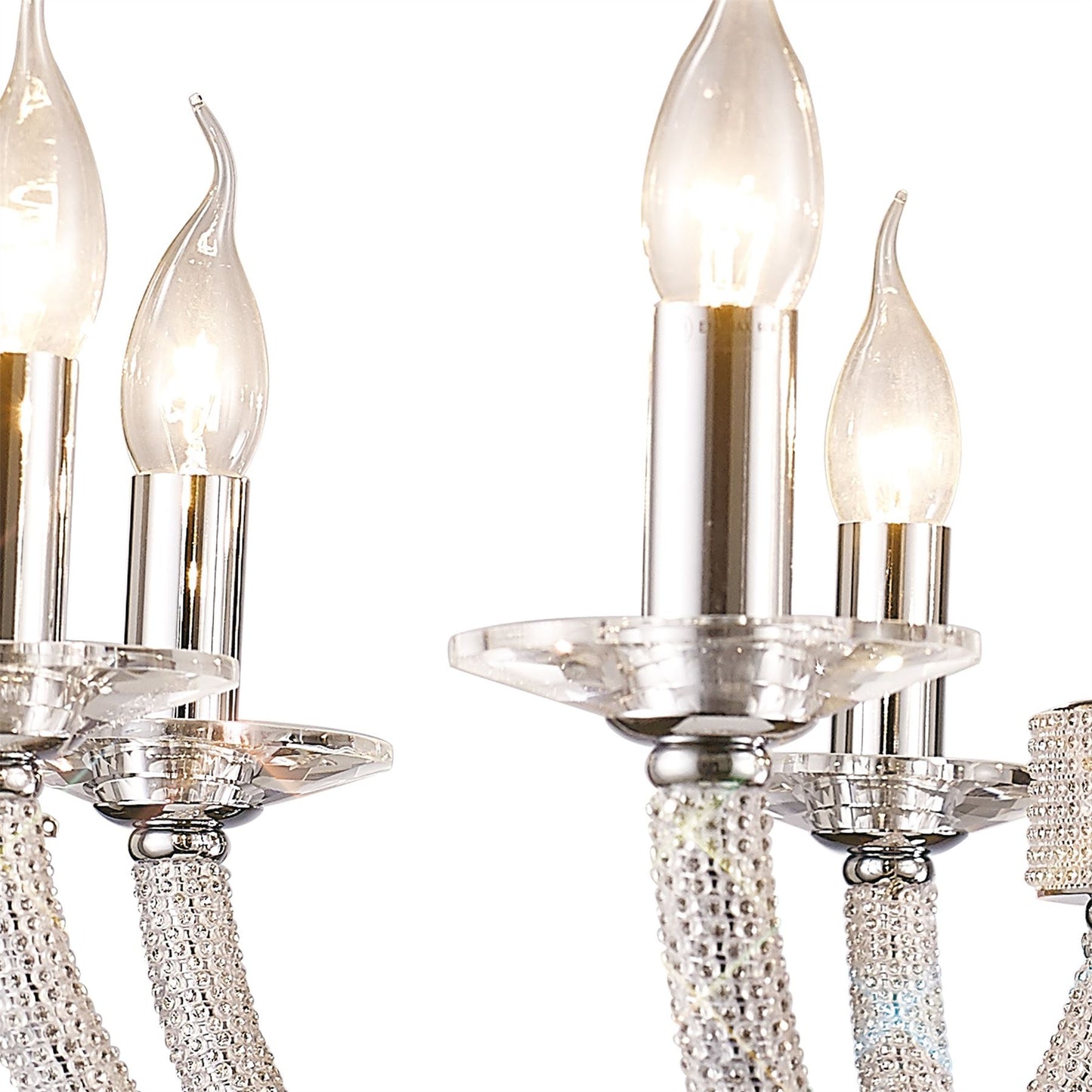 Diyas Elena 70cm  8 Light E14 Polished Chrome/Crystal Ceiling Pendant Light Fitting