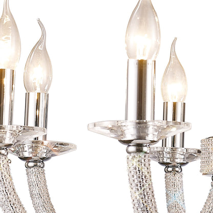Diyas Elena 70cm  8 Light E14 Polished Chrome/Crystal Ceiling Pendant Light Fitting