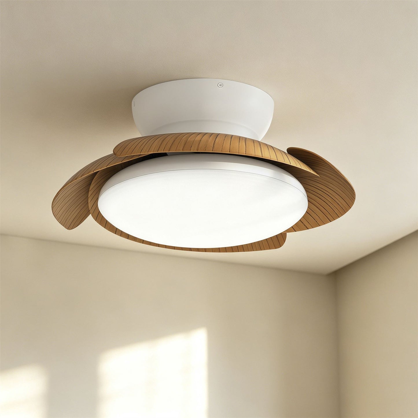 Aloha 52cm 45W LED Dimmable Ceiling Light With Built-In 30W DC Reversible Fan, Wood, 3500lm, 5yrs Warranty