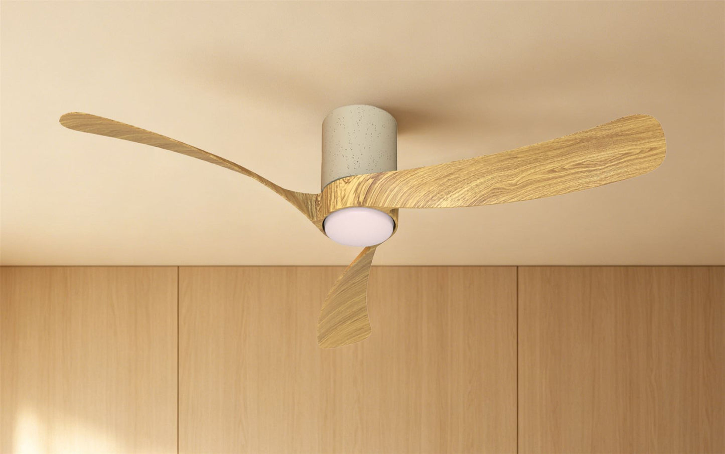 Nemo II M 1.2m 19W LED Dimmable Ceiling Light With Built-In 32W DC Fan, 3000-5000K Remote Control, 3800lm, Wood/White Ceramic, 5yrs Warranty