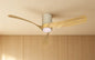 Nemo II M 1.2m 19W LED Dimmable Ceiling Light With Built-In 32W DC Fan, 3000-5000K Remote Control, 3800lm, Wood/White Ceramic, 5yrs Warranty