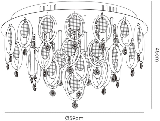 Diyas Solana 59cm 18 Light G4 Polished Chrome/Crystal, NOT LED/CFL Compatible Ceiling Light Fitting