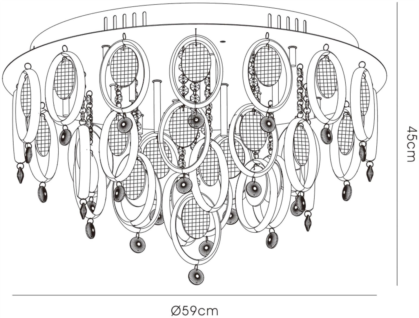 Diyas Solana 59cm  18 Light G4 Polished Chrome/Crystal, NOT LED/CFL Compatible Ceiling Light Fitting