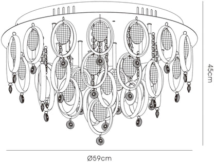 Diyas Solana 59cm  18 Light G4 Polished Chrome/Crystal, NOT LED/CFL Compatible Ceiling Light Fitting