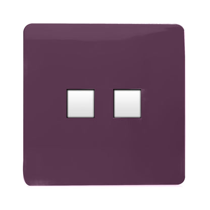 Trendi Artistic Modern Glossy Tactile 2 Gang Telephone Socket Plum