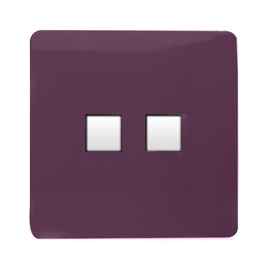 Trendi Artistic Modern Glossy Tactile 2 Gang Telephone Socket Plum